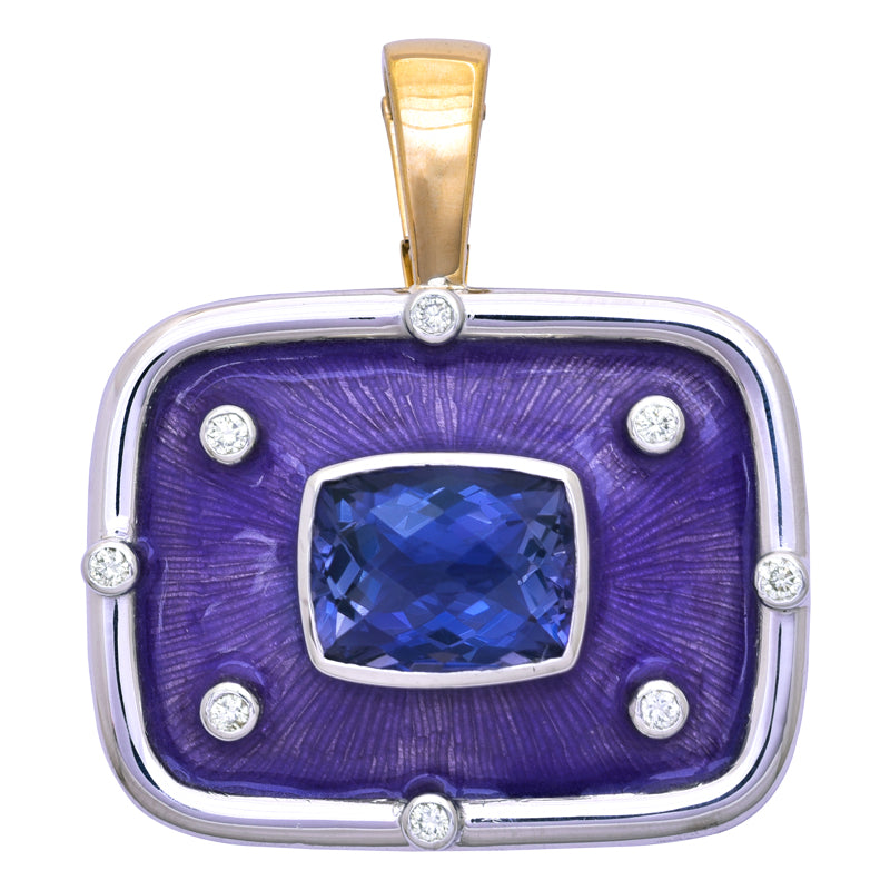 Pendant - Iolite and Diamond (Enamel) | Singhvi Jewels