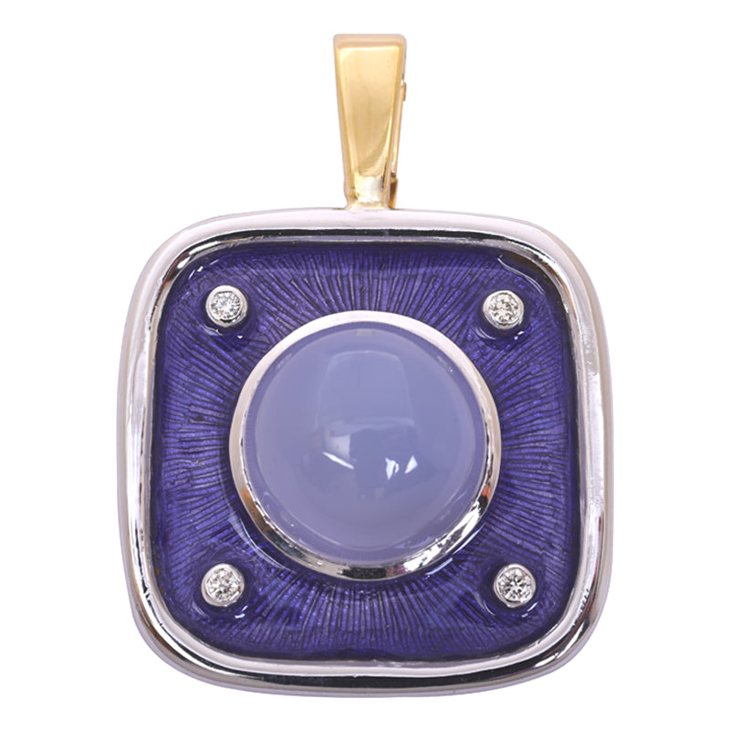 Pendant - Chalcedony and Diamond (Enamel) | Singhvi Jewels