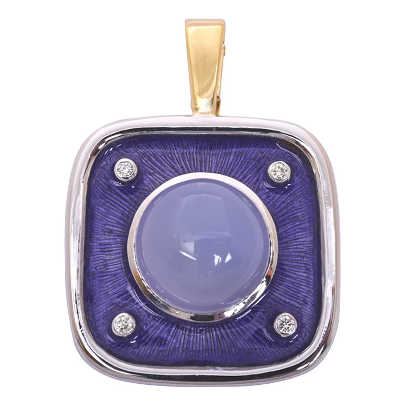Pendant- Chalcedony and Diamond (Enamel) (39FM) | Singhvi Jewels