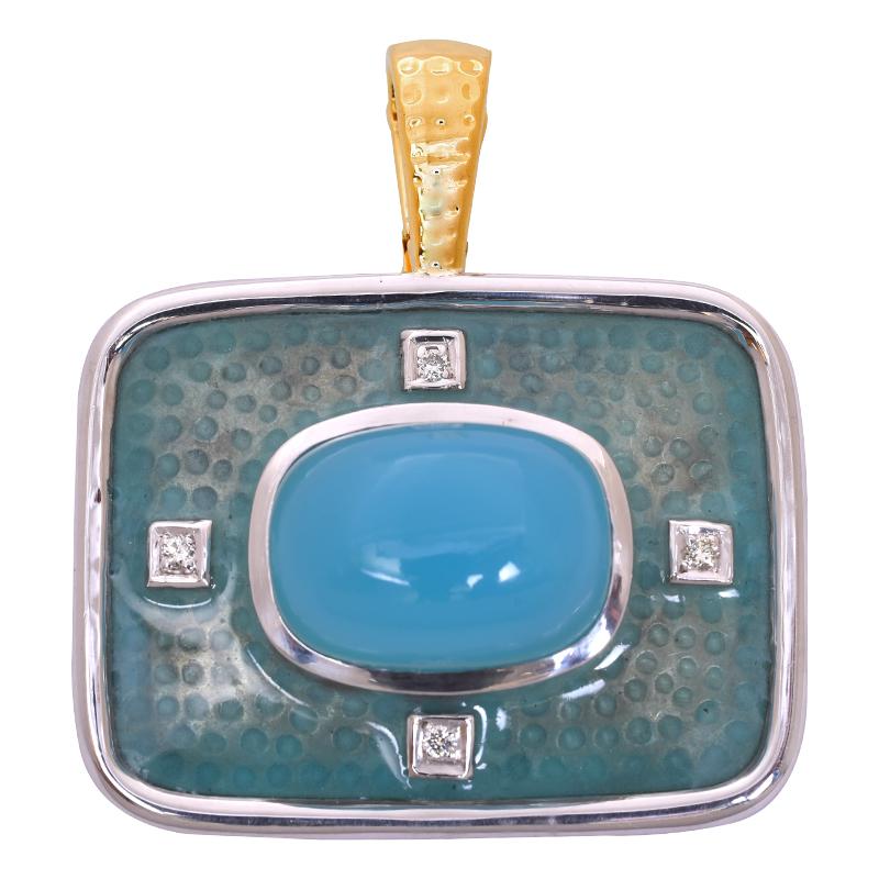 Pendant- Chalcedony and Diamond (Enamel) (39GM) | Singhvi Jewels