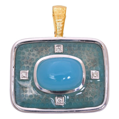 Pendant- Chalcedony and Diamond (Enamel)  (39GM)