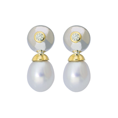 Earrings - South Sea Pearl And Diamond (2CM)