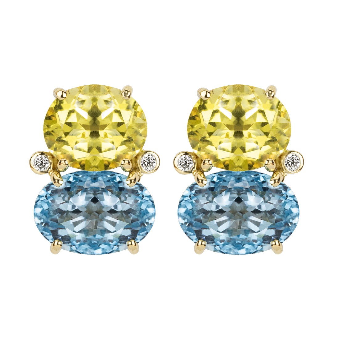 Earrings - Lemon Quartz, Blue Topaz and Diamond | Singhvi Jewels