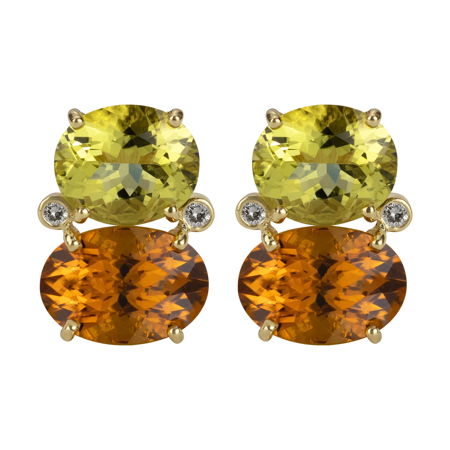 Earrings - Lemon Quartz, Citrine and Diamond | Singhvi Jewels