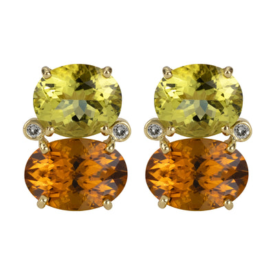 Earrings - Lemon Quartz, Citrine And Diamond (2343C)