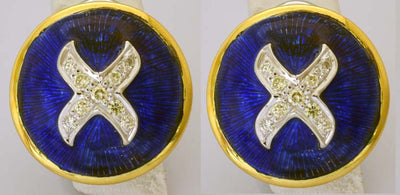Repair - Earrings - Diamond with Enamel in Silver and Gold (4EM)