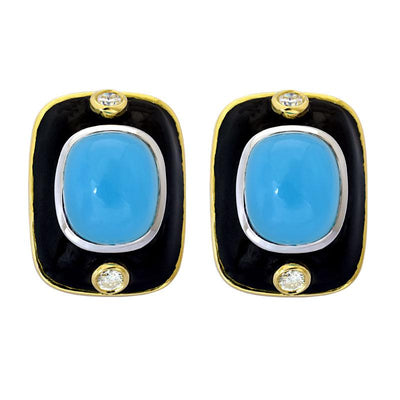 Earrings-Chalcedony and Diamond (Enamel)  (4HM)