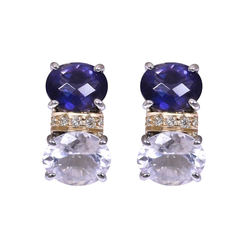 Earrings- Iolite, Crystal and Diamond (40BM) | Singhvi Jewels