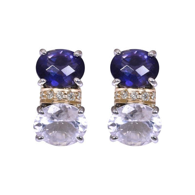 Earrings- Iolite, Crystal and Diamond  (40BM)