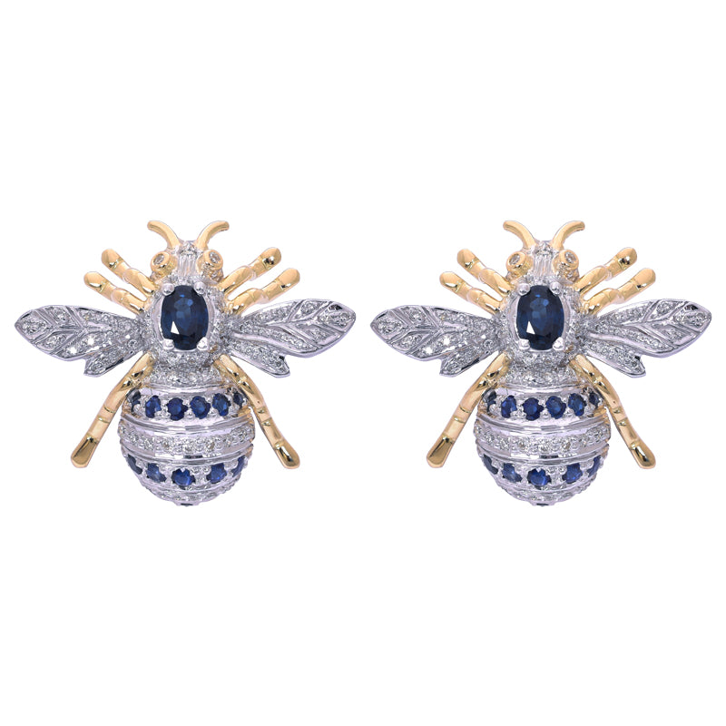 Earrings - Blue Sapphire and Diamond | Singhvi Jewels