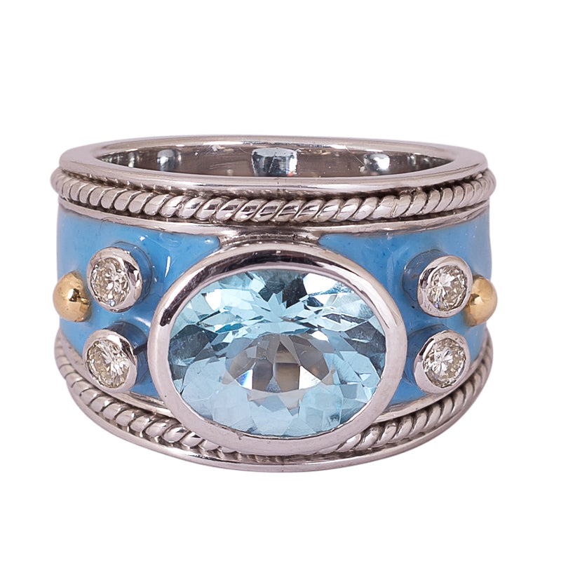 Ring - Blue Topaz and Diamond (Enamel) | Singhvi Jewels