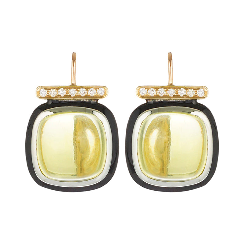 Earrings - Lemon Quartz and Diamond (43DM) | Singhvi Jewels