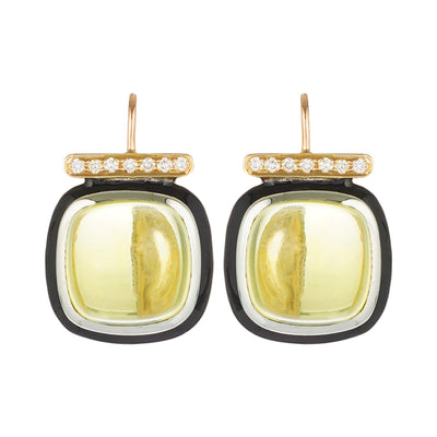Earrings - Lemon Quartz and Diamond (43DM)
