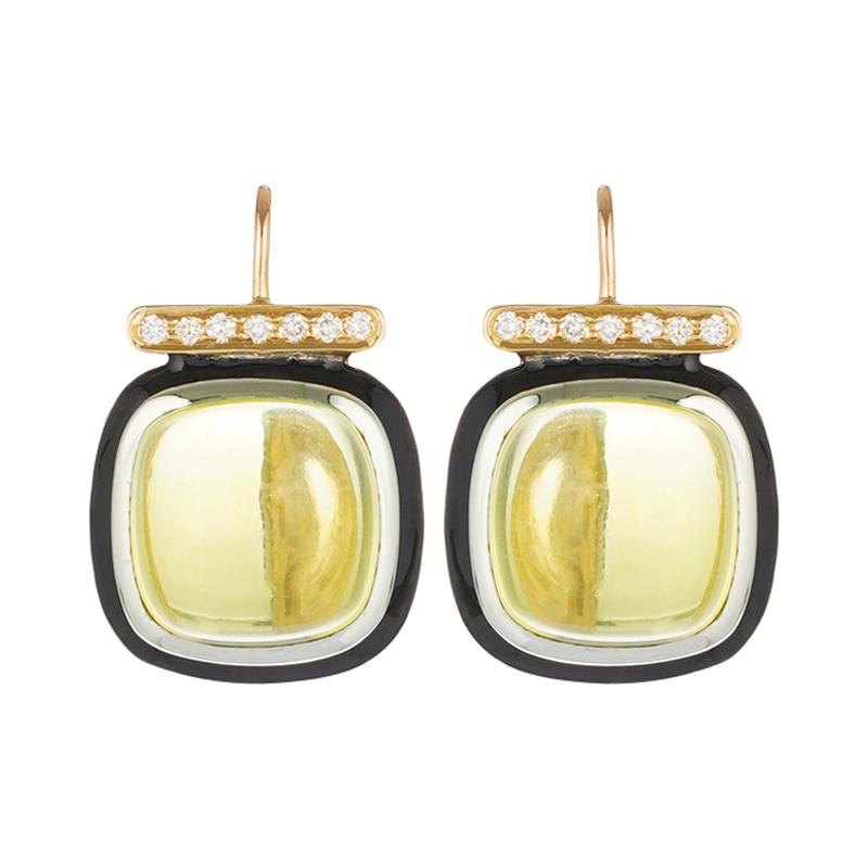 Earrings - Lemon Quartz and Diamond | Singhvi Jewels