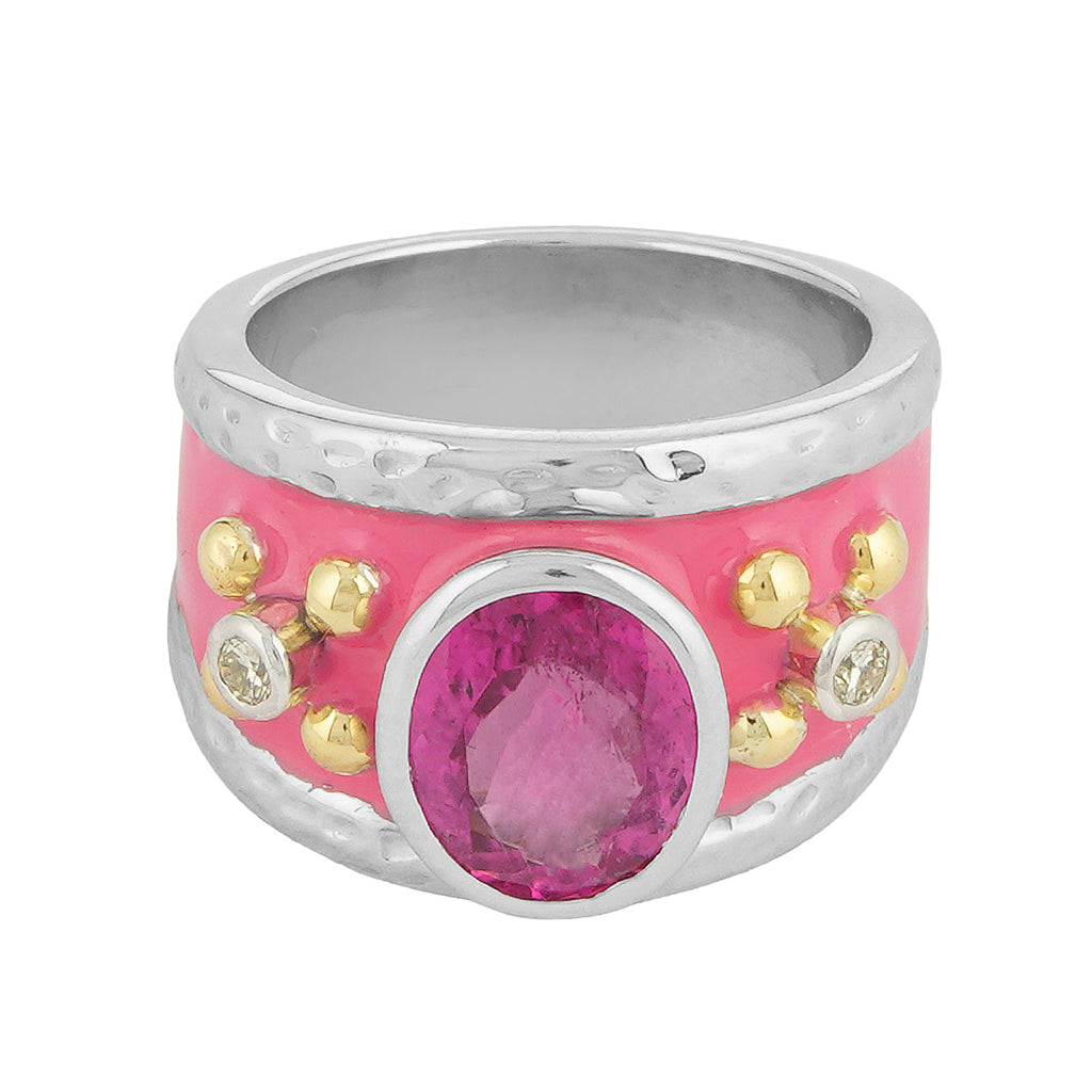 Ring - Rubellite and Diamond (Enamel) (43EM)