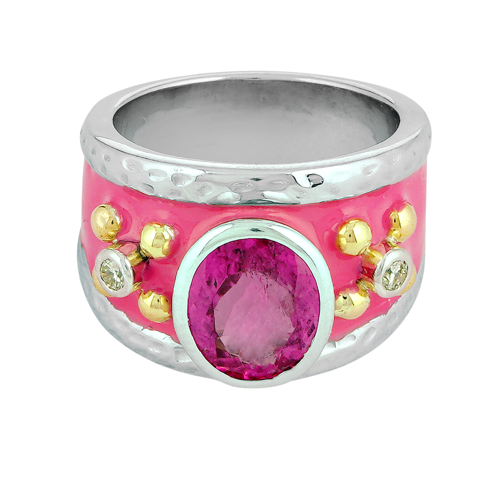 Ring - Rubellite and Diamond (Enamel)