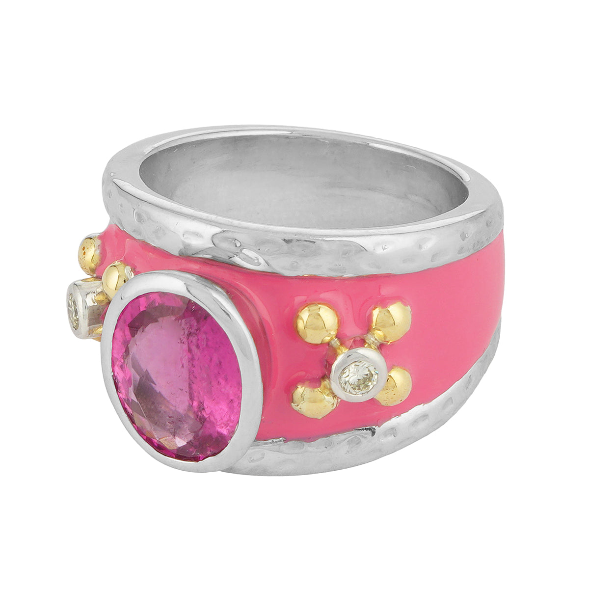 Ring - Rubellite and Diamond (Enamel) (43EM) | Singhvi Jewels