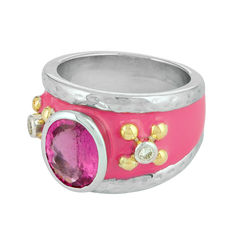 Ring - Rubellite and Diamond (Enamel)