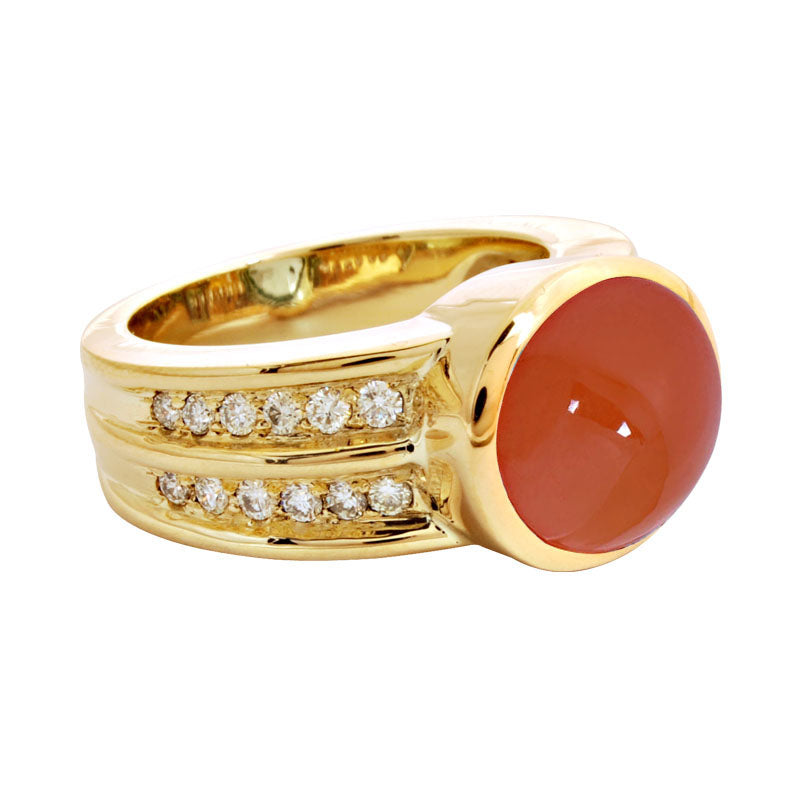 Ring- Cornelian And Diamond (1671K) | Singhvi Jewels