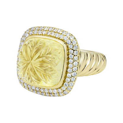 Ring - Lemon Quartz And Diamond (2323B) | Singhvi Jewels