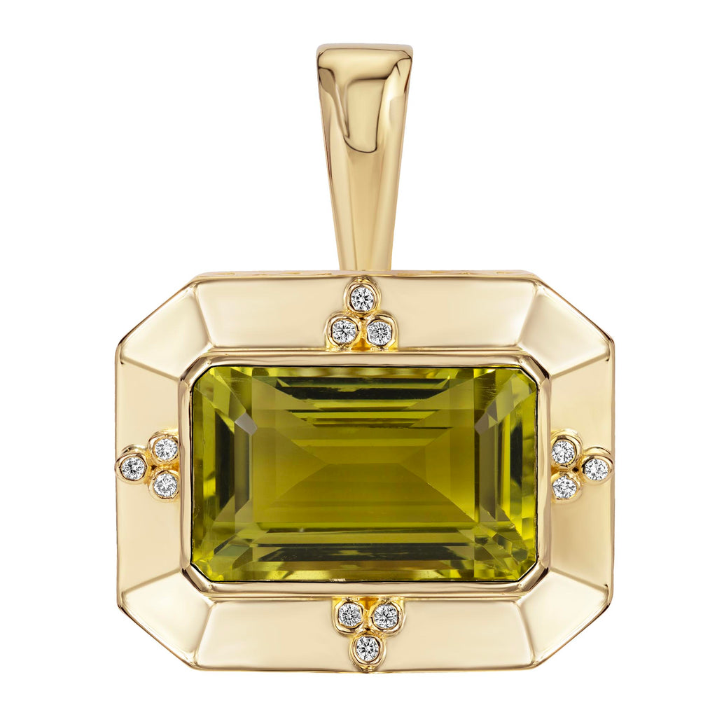 Pendant - Lemon Quartz And Diamond