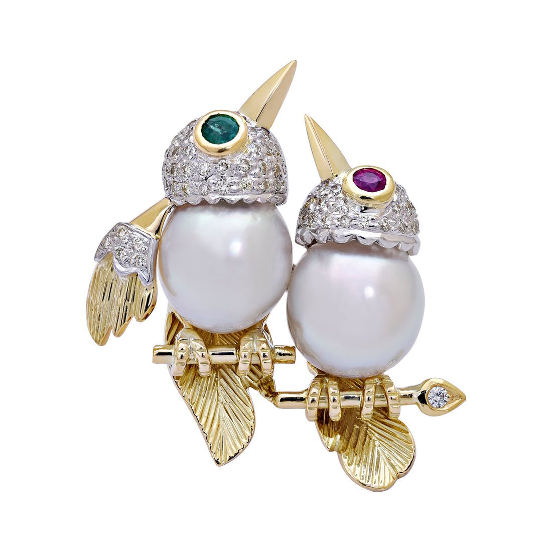 Brooch - Ruby, Emerald, South Sea Pearl and Diamond | Singhvi Jewels