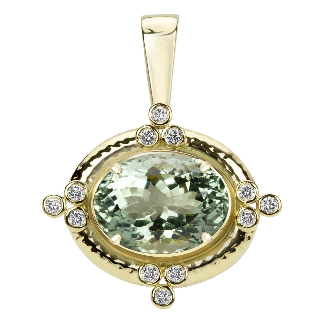 Pendant - Green Quartz And Diamond