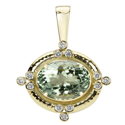 Pendant - Green Quartz And Diamond