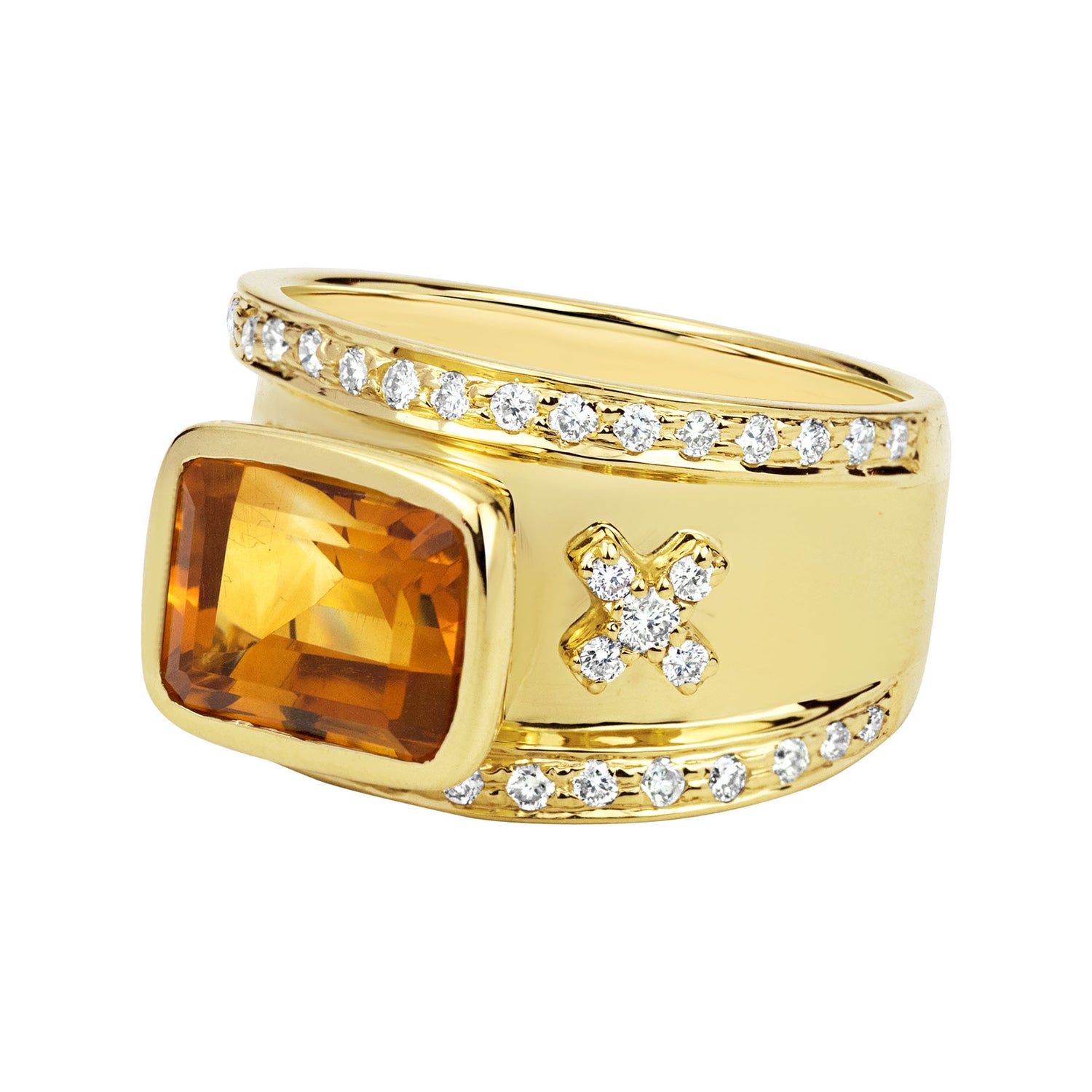 Ring - Citrine And Diamond (2328D) | Singhvi Jewels