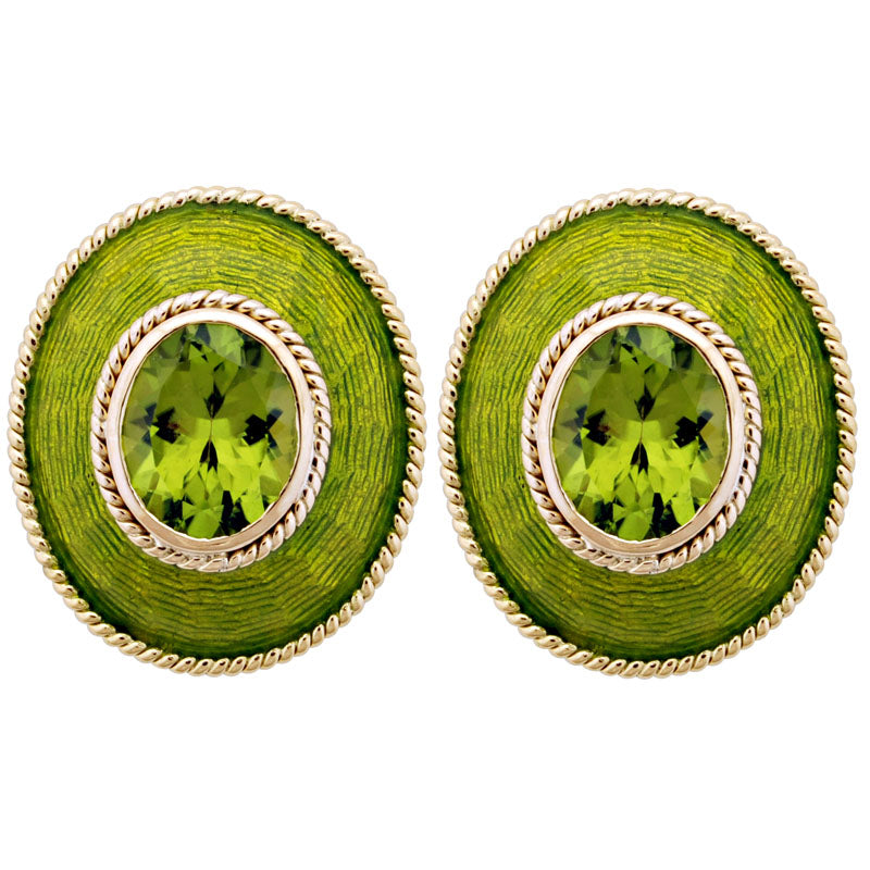 Earrings- Peridot (enamel) (1849L) | Singhvi Jewels