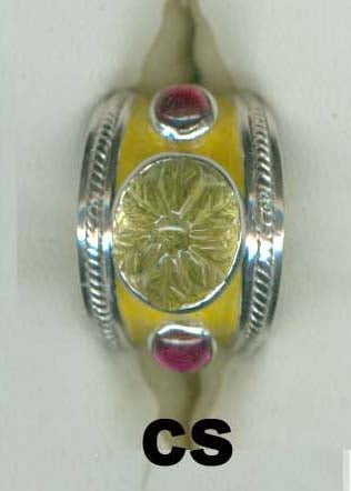 Repair - Ring- Lemon Quartz And Rubellite (Enamel) (58CS) | Singhvi Jewels