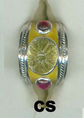 Repair - Ring- Lemon Quartz And Rubellite (Enamel) (58CS)