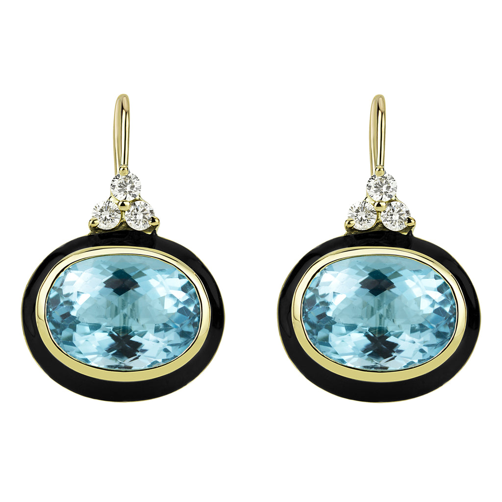 Earrings - Blue Topaz And Diamond (enamel)