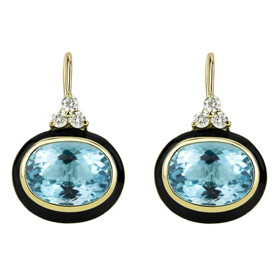 Earrings - Blue Topaz And Diamond (Enamel)