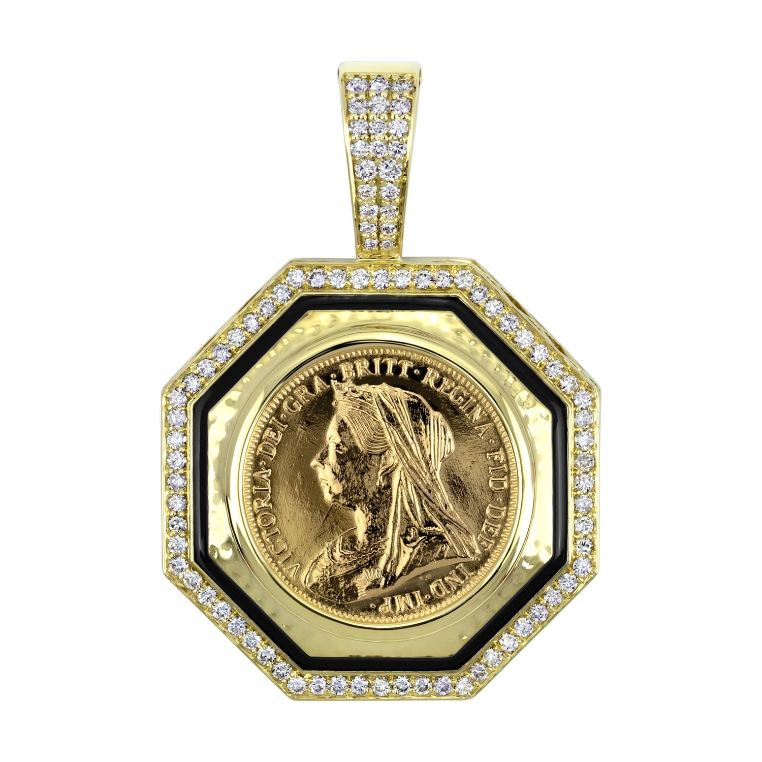 Pendant - Gold Coin and Diamond (Enamel) | Singhvi Jewels