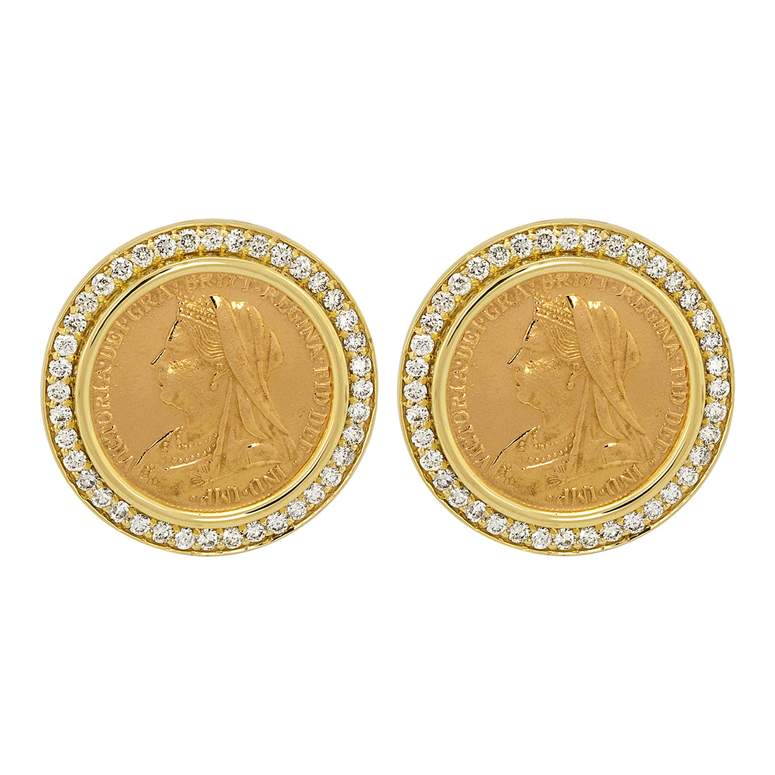 Earrings - Gold Coin and Diamond | Singhvi Jewels