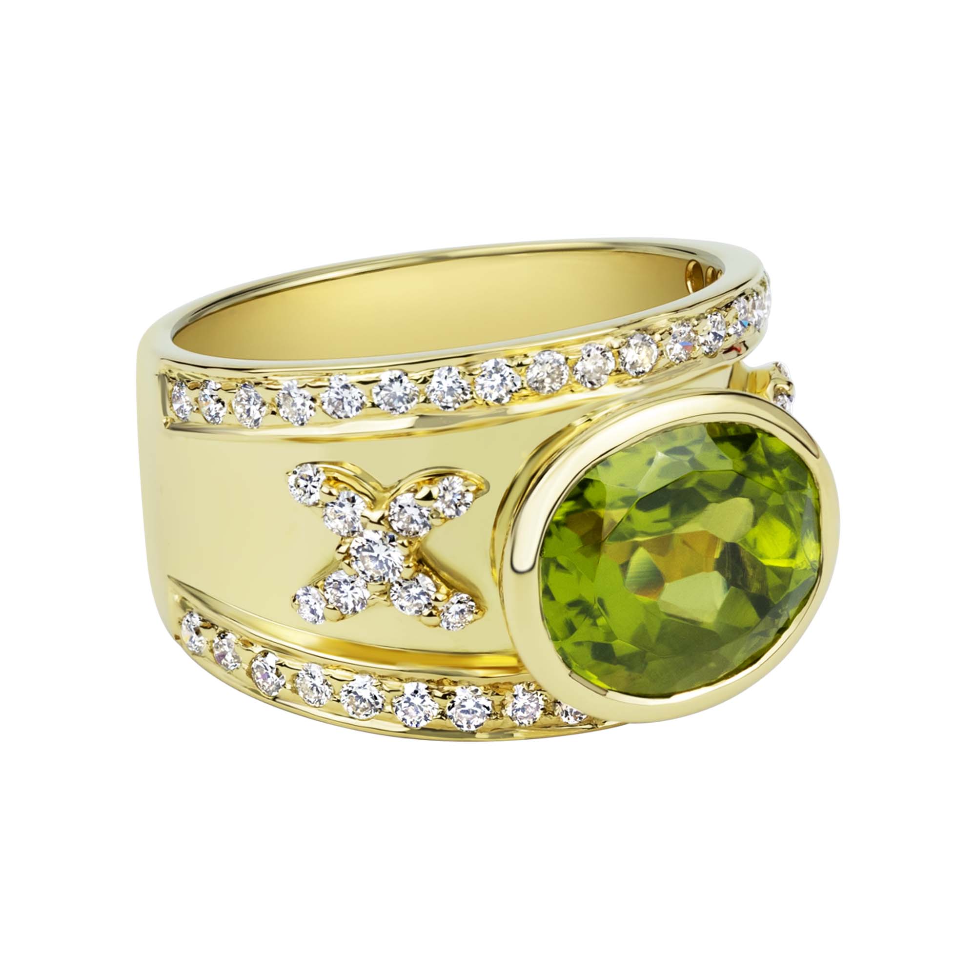 Ring - Peridot And Diamond (2331C) | Singhvi Jewels