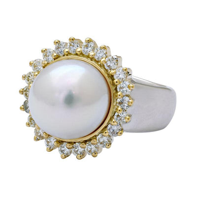 Ring-South Sea Pearl and Diamond  (6MM)