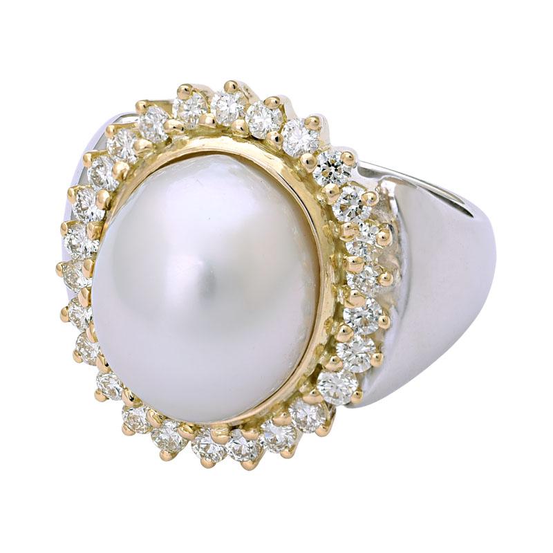 Ring-South Sea Pearl and Diamond (6QM) | Singhvi Jewels