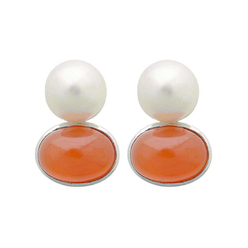 Earrings-Cornelian and South Sea Pearl