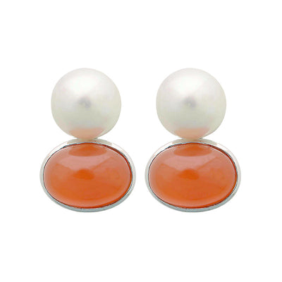Earrings - Cornelian And South Sea Pearl