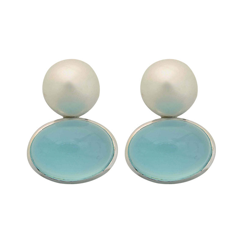 Earrings-Chalcedony and South Sea Pearl