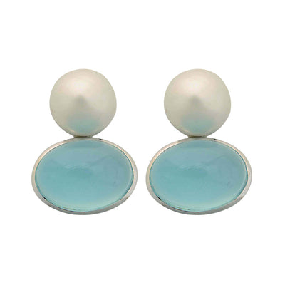 Earrings - Chalcedony And South Sea Pearl