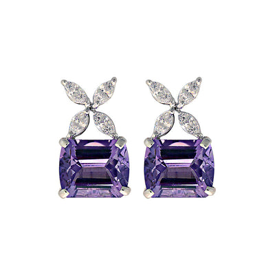 Earrings - Amethyst And White Topaz