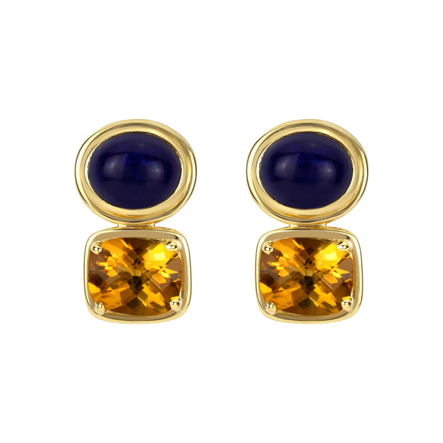 Earrings - Citrine and Lapis Lazuli | Singhvi Jewels