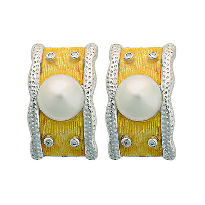 Earrings - South Sea Pearl And Diamond (Enamel)