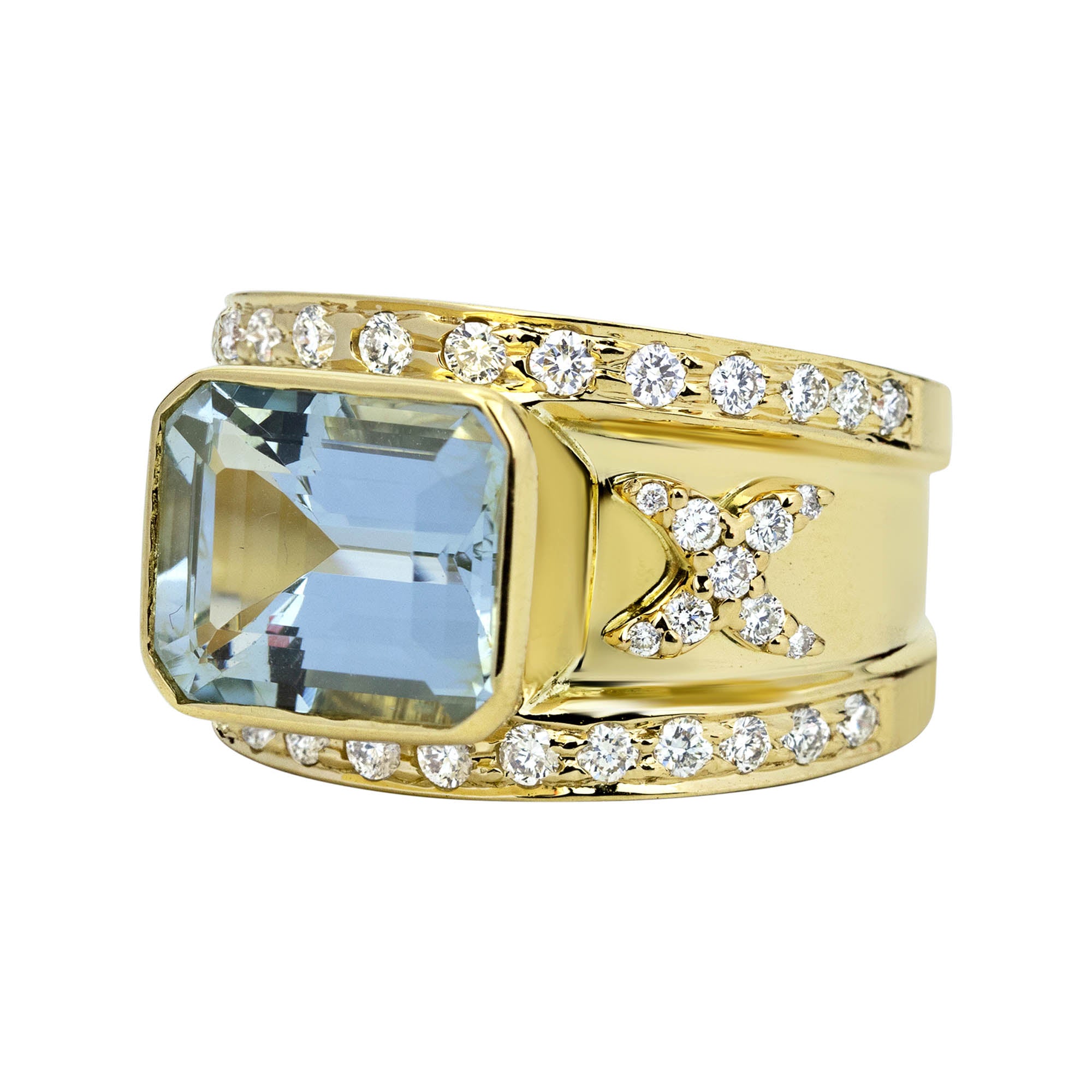 Ring - Aquamarine And Diamond (2317E) | Singhvi Jewels