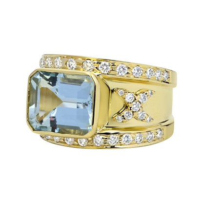 Ring - Aquamarine And Diamond (2317E) | Singhvi Jewels