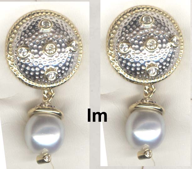 Repair - Earrings - South Sea Pearl and Diamond in Silver and 18K Gold (13LM) | Singhvi Jewels