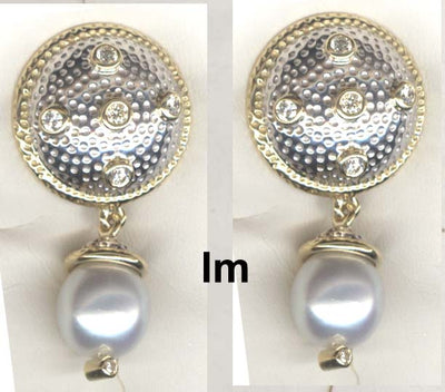 Repair - Earrings - South Sea Pearl and Diamond in Silver and 18K Gold (13LM)
